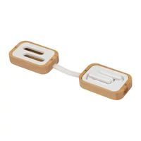 Kép 1/3 - Bluetooth fülhallgató bambusz dobozban, bézs