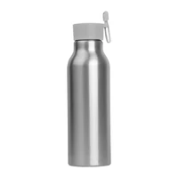 Kép 3/3 - Szilikon fedelű fém ivópalack, 600 ml, szürke