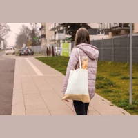 Kép 3/3 - Juta - pamut bevásárlótáska, 140 gr, fehér