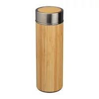 Kép 1/3 - Acél termosz bambusz bevonattal, 350 ml, bézs