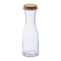 Kép 2/3 - Üveg kancsó parafadugóval, 1000 ml, áttetsző