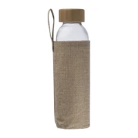 Kép 2/3 - Üveg ivópalack juta tokban, 500 ml, áttetsző
