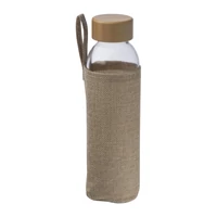 Kép 1/3 - Üveg ivópalack juta tokban, 500 ml, áttetsző