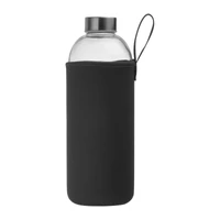Kép 2/3 - Üveg ivópalack neoprén tokban, 1000 ml, fekete
