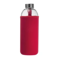 Kép 3/3 - Üveg ivópalack neoprén tokban, 1000 ml, piros