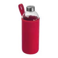 Kép 1/3 - Üveg ivópalack neoprén tokban, 1000 ml, piros
