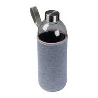 Kép 1/3 - Üveg ivópalack neoprén tokban, 1000 ml, szürke