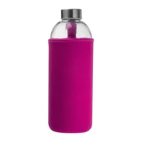 Kép 3/3 - Üveg ivópalack neoprén tokban, 1000 ml, rózsaszín