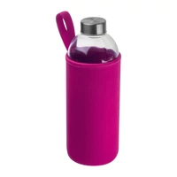 Kép 1/3 - Üveg ivópalack neoprén tokban, 1000 ml, rózsaszín