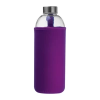 Kép 3/3 - Üveg ivópalack neoprén tokban, 1000 ml, lila