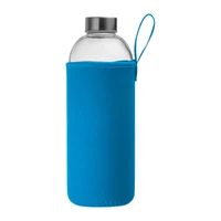 Kép 2/3 - Üveg ivópalack neoprén tokban, 1000 ml, világos kék