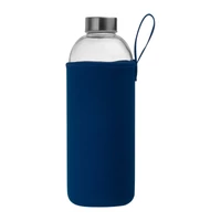 Kép 2/3 - Üveg ivópalack neoprén tokban, 1000 ml, sötétkék