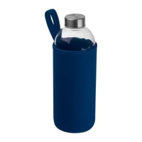 Kép 1/3 - Üveg ivópalack neoprén tokban, 1000 ml, sötétkék