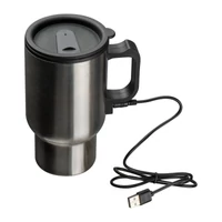 Kép 1/3 - Rozsdamentes acél bögre USB csatlakozóval, 400 ml, szürke