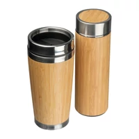 Kép 1/3 - Bambusz termosz és bögre szett, 450+350 ml, bézs