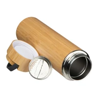 Kép 1/3 - Bambusz Ivópalack, teaszűrővel, 500 ml, bézs