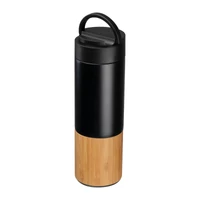 Kép 3/3 - Vákuumszigetelt termosz bambusz talppal, 500 ml, fekete