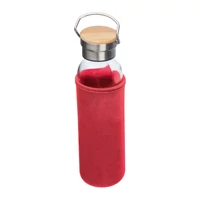 Kép 2/3 - Üveg ivópalack neoprén tokban, 600 ml, piros
