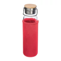 Kép 1/3 - Üveg ivópalack neoprén tokban, 600 ml, piros