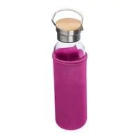 Kép 2/3 - Üveg ivópalack neoprén tokban, 600 ml, rózsaszín