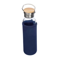 Kép 2/3 - Üveg ivópalack neoprén tokban, 600 ml, sötétkék