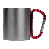 Kép 2/3 - Fém bögre karabinerrel, 200 ml, piros