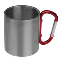 Kép 1/3 - Fém bögre karabinerrel, 200 ml, piros