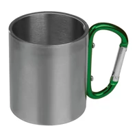 Kép 1/3 - Fém bögre karabinerrel, 200 ml, zöld
