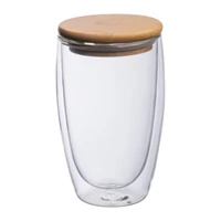 Kép 2/3 - Duplafalú üveg pohár, 500 ml, áttetsző