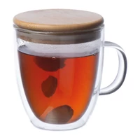 Kép 1/3 - Duplafalú üveg pohár, 350 ml, áttetsző