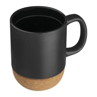 Kép 1/3 - Kerámia bögre parafa aljjal, 350 ml, fekete
