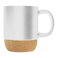 Kép 2/3 - Kerámia bögre parafa aljjal, 350 ml, fehér
