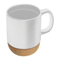 Kép 1/3 - Kerámia bögre parafa aljjal, 350 ml, fehér