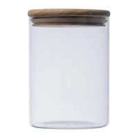 Kép 2/3 - Boroszilikát üvegedény fenyőfa tetővel, 700 ml, áttetsző