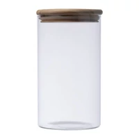 Kép 2/3 - Boroszilikát üvegedény fenyőfa tetővel, 1000 ml, áttetsző