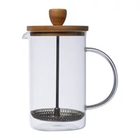 Kép 3/3 - Üveg kávé- vagy teafőző bambusz tetővel, 600 ml, áttetsző