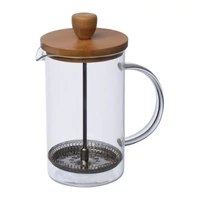 Kép 1/3 - Üveg kávé- vagy teafőző bambusz tetővel, 600 ml, áttetsző