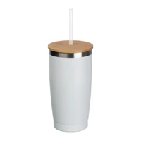 Kép 1/3 - Elviteles termosz pohár szívószállal, fehér