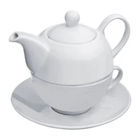 Kép 1/3 - Teáskanna csészével, 400 ml + 200 ml, fehér