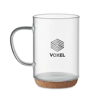 Kép 1/6 - 400 ml üvegbögre parafa aljjal