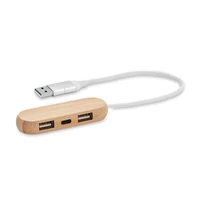 Kép 2/3 - 3 portos bambusz USB elosztó