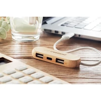Kép 3/3 - 3 portos bambusz USB elosztó
