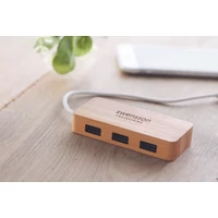 Kép 4/6 - Vina 3 portos bambusz USB elosztó, fa