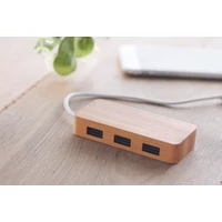 Kép 5/6 - Vina 3 portos bambusz USB elosztó, fa