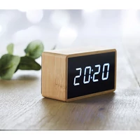 Kép 2/8 - LED ébresztőóra bambusz házzal