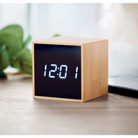 Kép 1/7 - LED ébresztőóra bambusz házzal