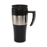 Kép 1/3 - HOT DRINK duplafalú termobögre, fekete, ezüst