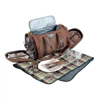 Kép 4/4 - 4 PICKNICK pikniktáska levehető vállpánttal, 2 fogóval, barna