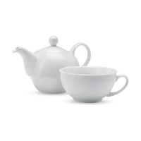 Kép 8/11 - TEA TIME Teáskanna csészével, 400 ml, fehér