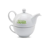 Kép 11/11 - TEA TIME Teáskanna csészével, 400 ml, fehér